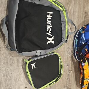 Hurley Black and Gray Backpack with Neon Accents